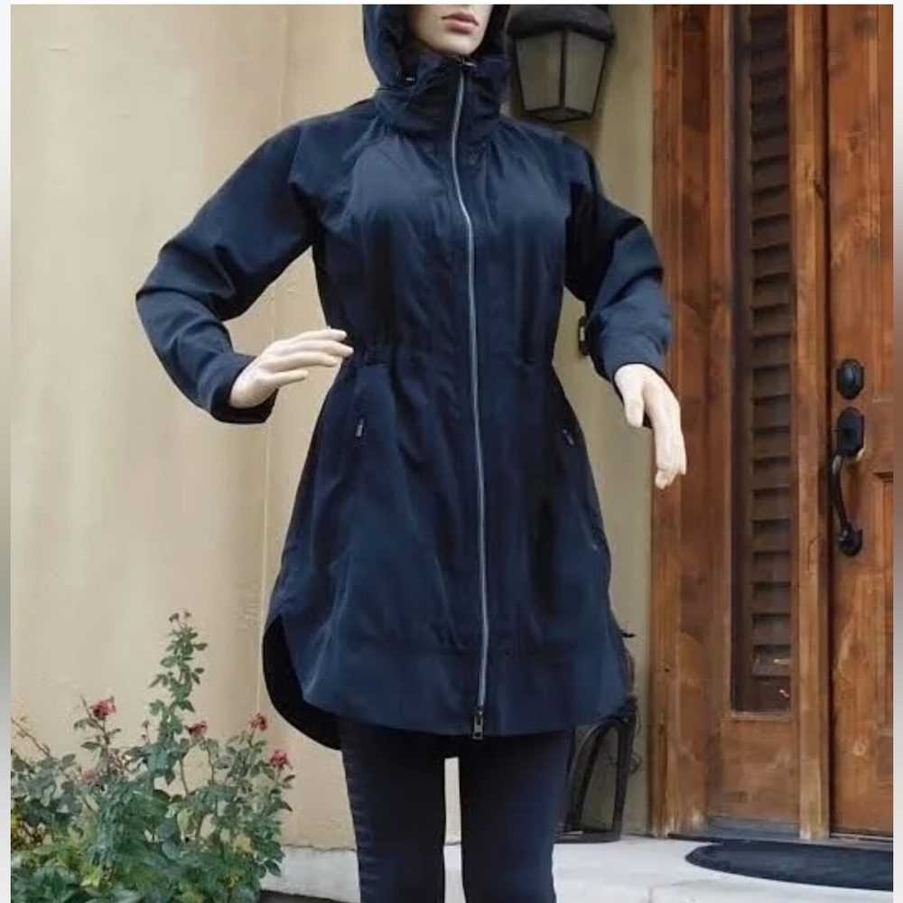 Athleta Drip Drop Rain Jacket Black XS Adjustable Waist